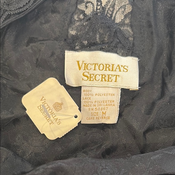 BNWT Vintage 80s or early 90s Victoria's Secret Gold Label Black Lace Slip, sz M - Picture 4 of 5